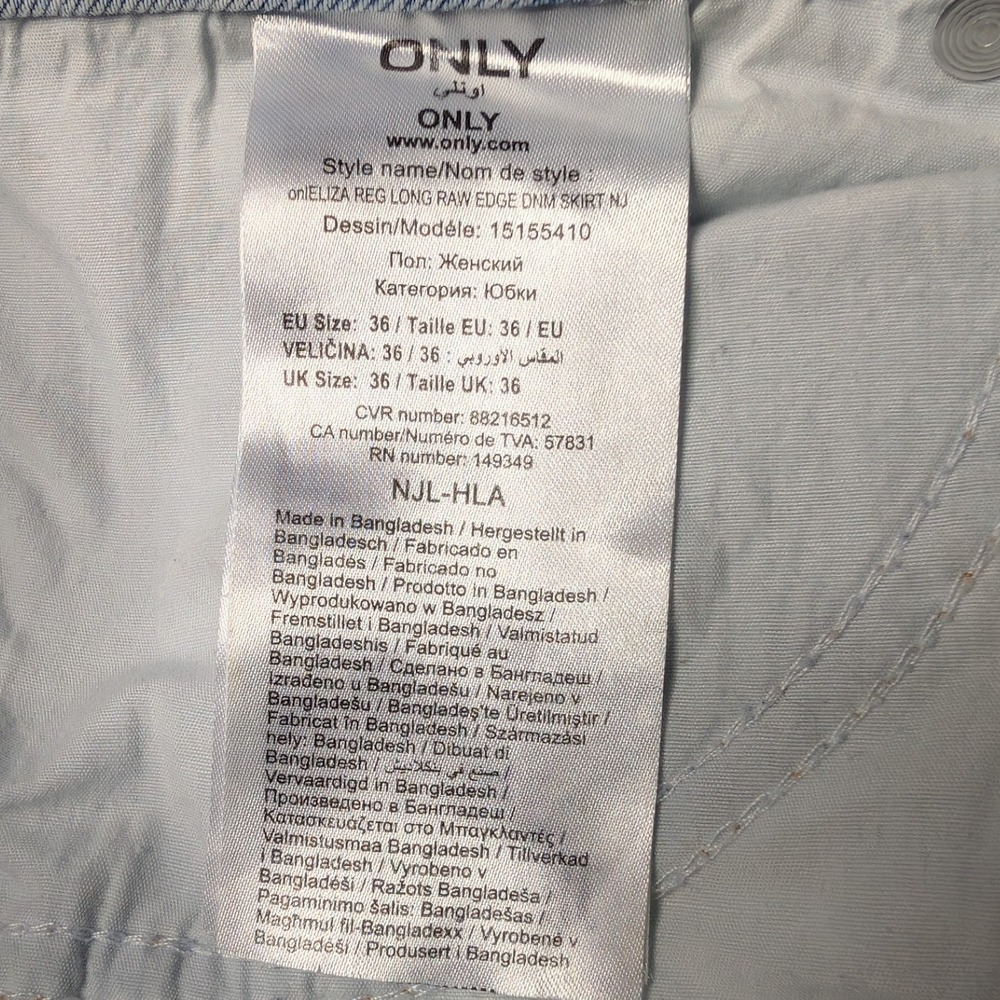 Only US 4 EUR 36 Blue‎ Cotton Denim Jean Midi Skirt Light Wash Distressed - Picture 4 of 6